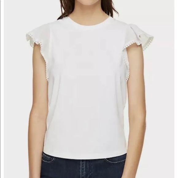 Kate‎ Spade Broome Street ruffle sleeve t-shirt | size XS white - Picture 1 of 2